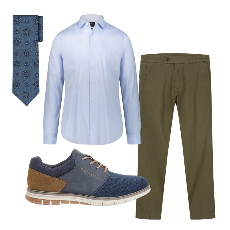 Outfit uomo - Total look #2386196. Stile Casual per Ufficio. Abbinamento con scarpe stringate, camicie, pantaloni chino, cravatte.