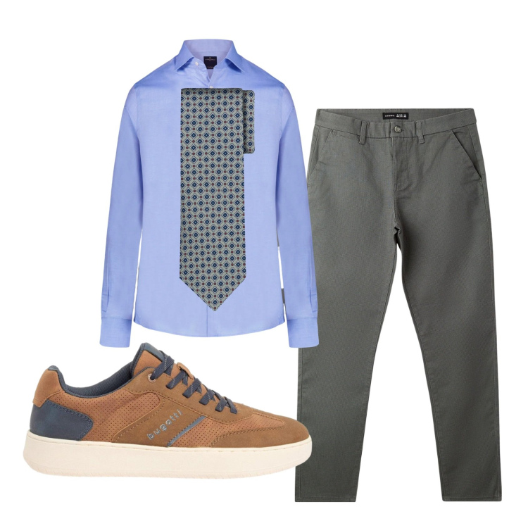 Outfit uomo - Total look #2386198. Stile Casual per Ufficio. Abbinamento con sneakers, pantaloni chino, camicie, cravatte.