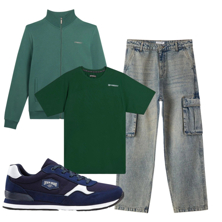Outfit uomo - Total look #2386199. Stile Casual per Tutti i giorni. Abbinamento con sneakers, jeans, felpe, t-shirt.