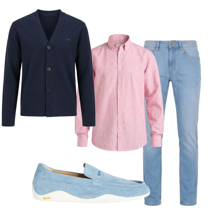 Outfit uomo - Total look #2386200. Stile Trendy per Tutti i giorni. Abbinamento con scarpe stringate, jeans, camicie, cardigans.