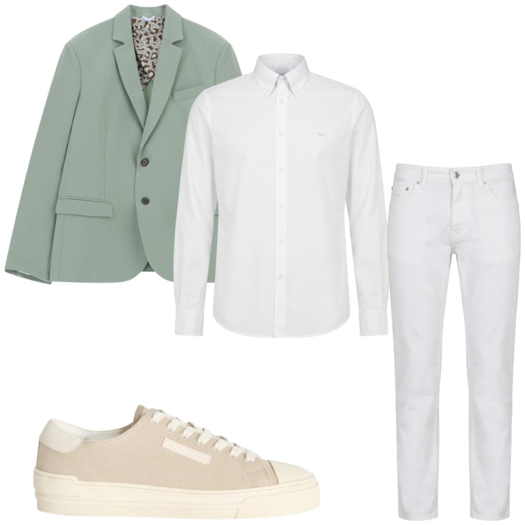 Outfit uomo - Total look #2386219. Stile Trendy per Serata speciale. Abbinamento con giacche, sneakers, pantaloni, camicie.