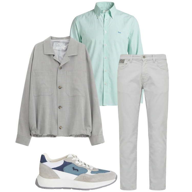 Outfit uomo - Total look #2386232. Stile Trendy per Serata speciale. Abbinamento con cappotti, sneakers, pantaloni, camicie.