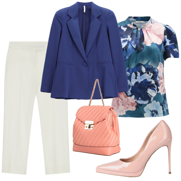 Outfit donna - Total look #2386263. Stile Chic per Cerimonia. Abbinamento con zaini, décolleté, blazer, pantaloni, bluse.