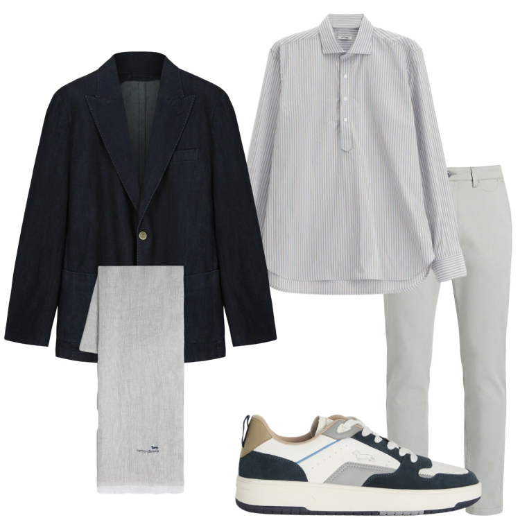 Outfit uomo - Total look #2386332. Stile Trendy per Tutti i giorni. Abbinamento con camicie, pantaloni chino, sciarpe, sneakers, giacche.