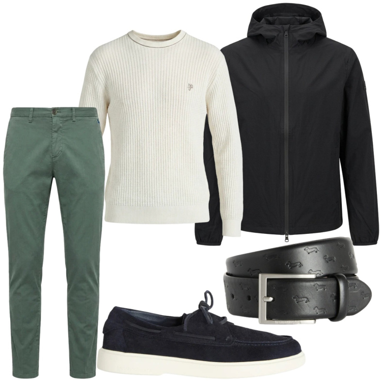 Outfit uomo - Primavera style. Stile Trendy per Tutti i giorni. Abbinamento con cinture, scarpe stringate, maglieria, pantaloni chino, giacche.