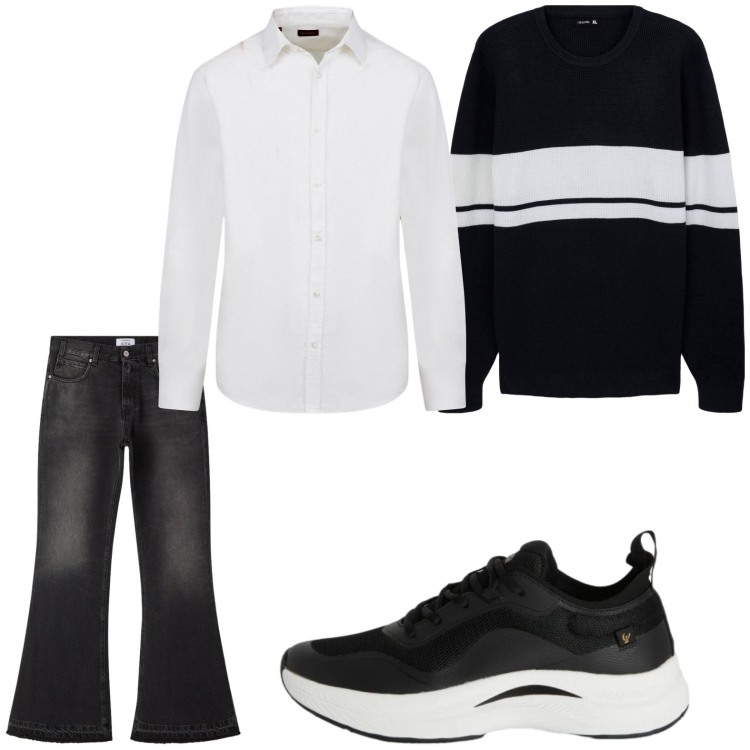 Outfit uomo - Jeans moderni. Stile Casual per Tutti i giorni. Abbinamento con jeans, maglieria, sneakers, camicie.