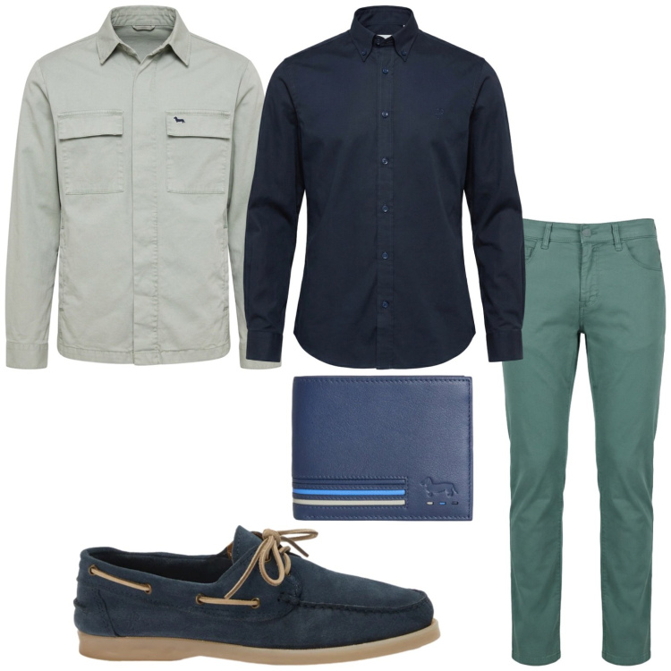 Outfit uomo - Colori armonici. Stile Urban per Tutti i giorni. Abbinamento con portafogli, giacche, pantaloni, scarpe stringate, camicie.