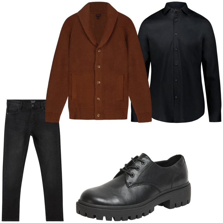 Outfit uomo - Grintoso. Stile Trendy per Tutti i giorni. Abbinamento con jeans skinny, scarpe stringate, camicie, cardigans.