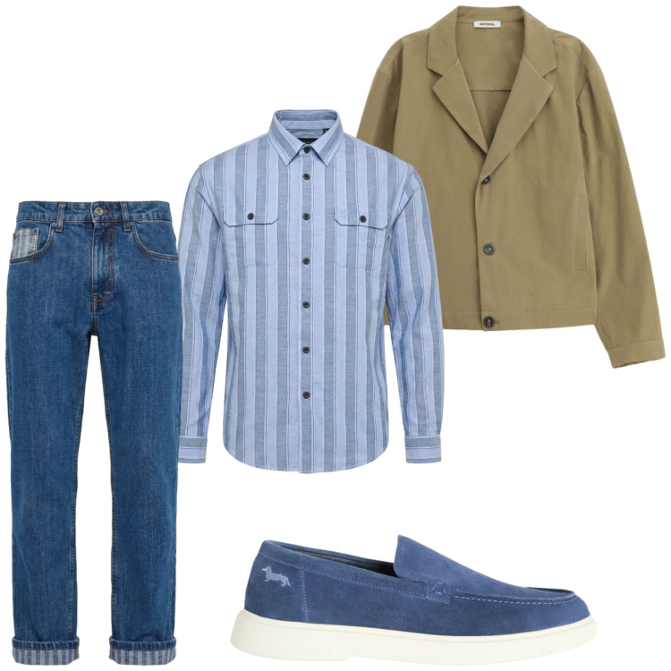 Outfit uomo - Casual style. Stile Casual per Tutti i giorni. Abbinamento con giacche, jeans, camicie, scarpe stringate.