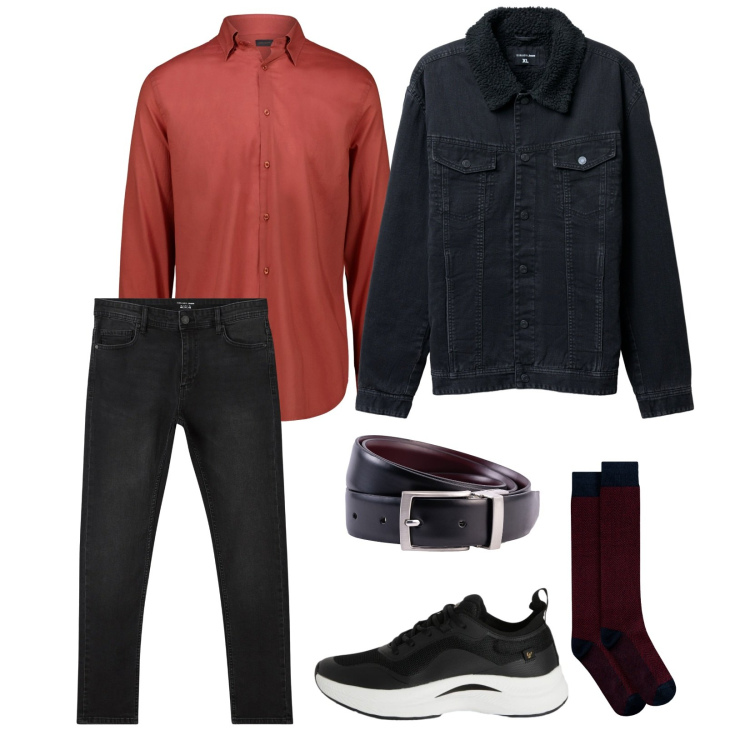 Outfit uomo - Una serata tra amici. per Serata speciale. Abbinamento con jeans skinny, giacche, sneakers, camicie, cinture, calzini.