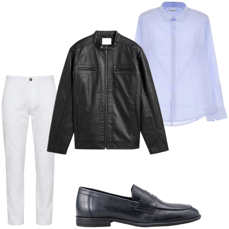 Outfit uomo - Minimal spring. Stile Trendy per Tutti i giorni. Abbinamento con giacche, camicie, pantaloni, scarpe stringate.