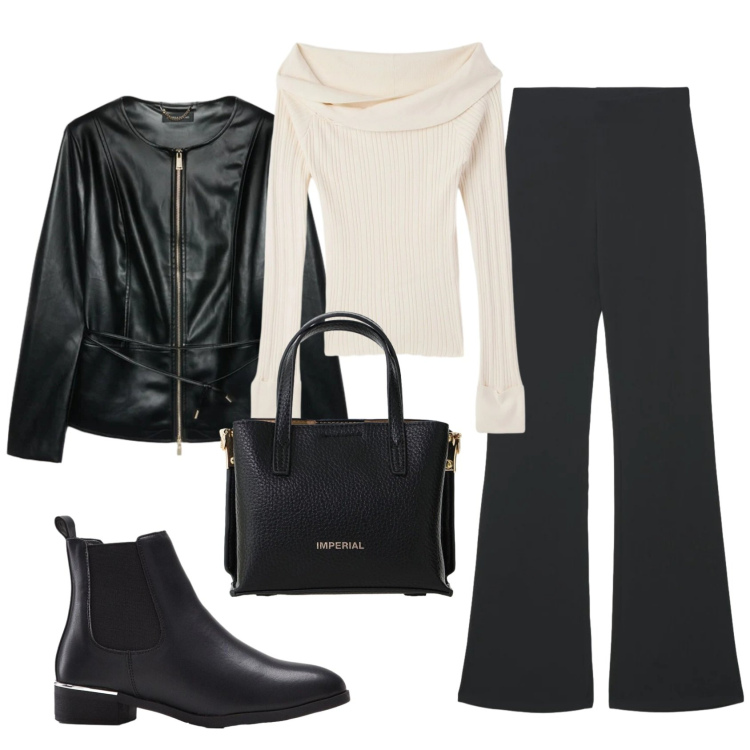 Outfit donna - Total look #2386407. Stile Basic per Ufficio. Abbinamento con stivaletti, pantaloni, maglieria, blazer, borse a tracolla.