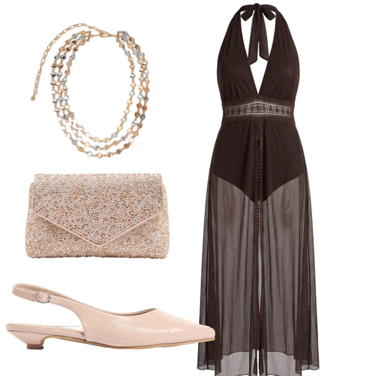 Outfit donna - Total look #2386409. Stile Sexy per Serata fuori. Abbinamento con sandali, vestiti lunghi, collane, pochette.