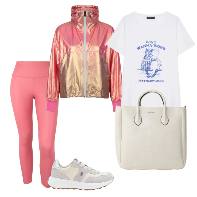 Outfit donna - Total look #2386420. Stile Sporty chic per Tutti i giorni. Abbinamento con borse a tracolla, sneakers, t-shirt, leggings, bomber.