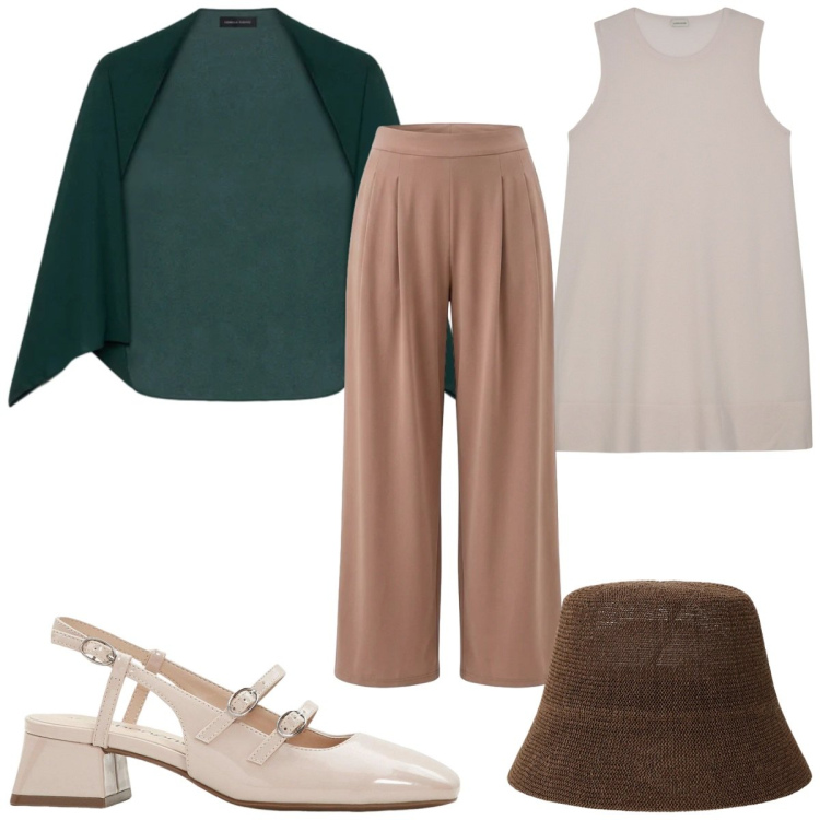 Outfit donna - Total look #2386452. Stile Trendy per Tutti i giorni. Abbinamento con décolleté, pantaloni, cappelli, blazer, bluse.