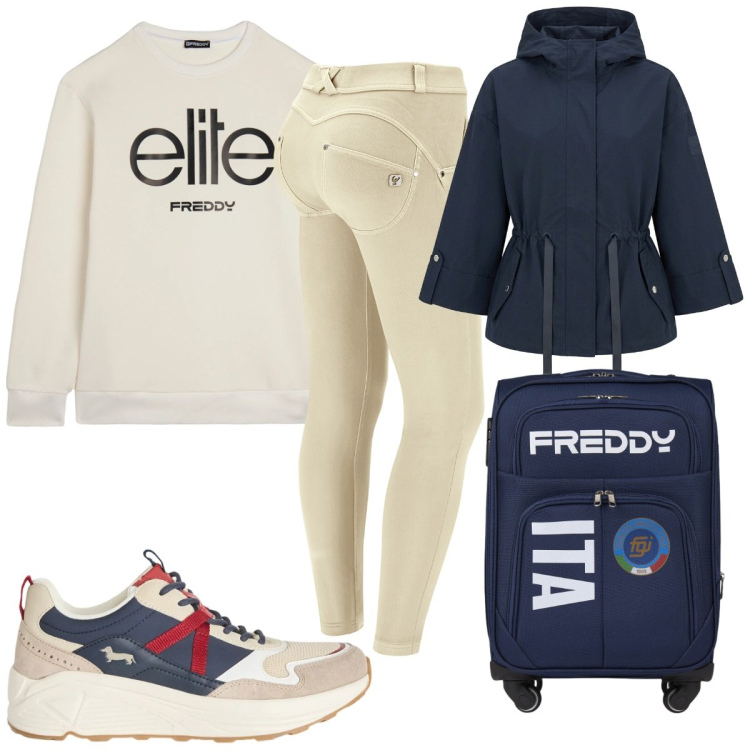 Outfit donna - Total look #2386455. Stile Basic per Sport. Abbinamento con sneakers, caban, felpe, borse sportive, pantaloni skinny.