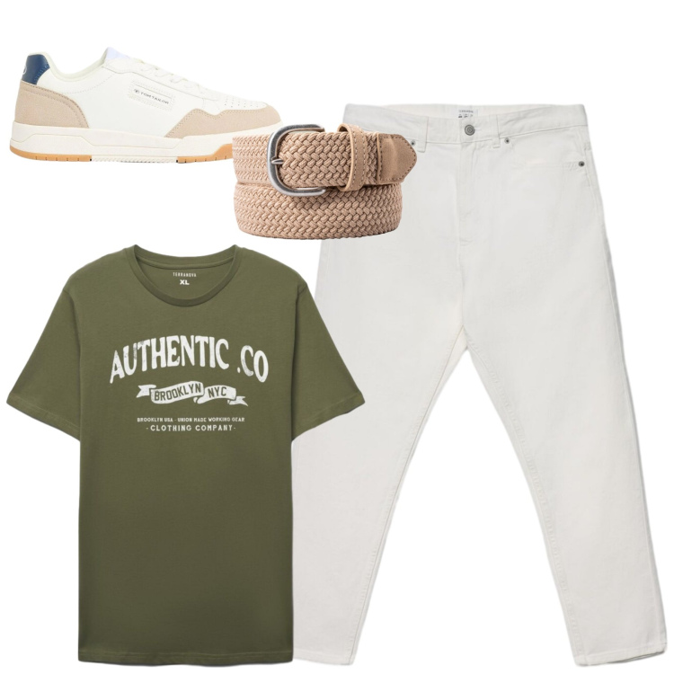 Outfit uomo - City. Stile Casual per Tutti i giorni. Abbinamento con sneakers, jeans, t-shirt, cinture.
