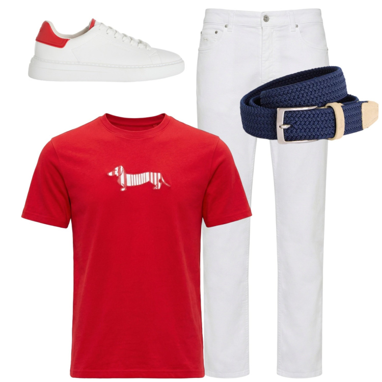Outfit uomo - City. Stile Urban per Tutti i giorni. Abbinamento con cinture, pantaloni, sneakers, t-shirt.