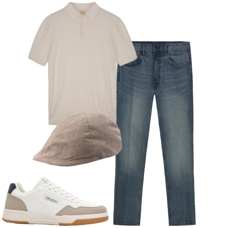 Outfit uomo - City. Stile Casual per Tutti i giorni. Abbinamento con sneakers, jeans, polo, cappelli e berretti.