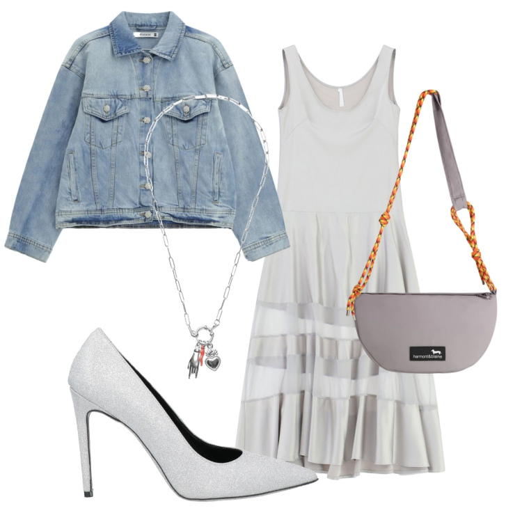 Outfit donna - Total look #2386519. Stile Casual chic per Tutti i giorni. Abbinamento con décolleté, vestiti lunghi, blazer, borse a tracolla, ciondoli.