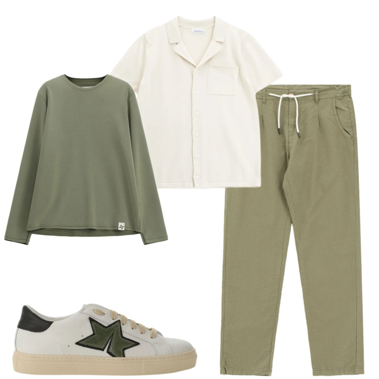 Outfit uomo - City. Stile Urban per Tutti i giorni. Abbinamento con pantaloni, camicie a manica corta, sneakers, felpe.