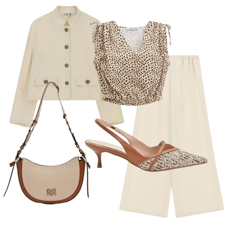 Outfit donna - Total look #2386524. Stile Bon Ton per Ufficio. Abbinamento con cappotti, top, pantaloni a palazzo, décolleté, borse a tracolla.