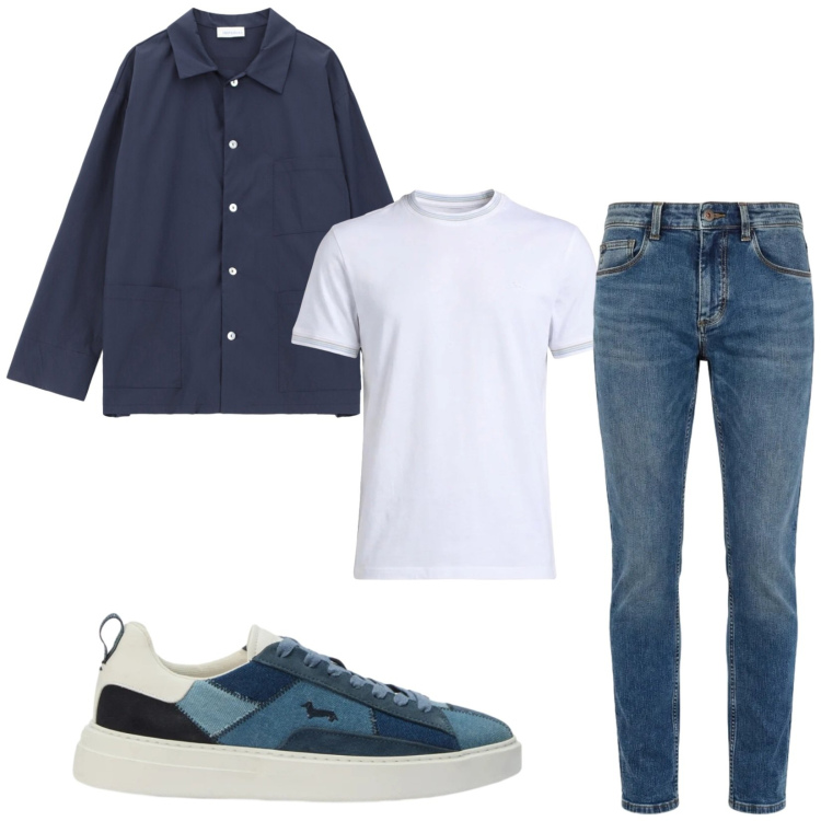 Outfit uomo - Total look #2386533. Stile Casual per Tutti i giorni. Abbinamento con camicie, jeans slim fit, t-shirt, sneakers.