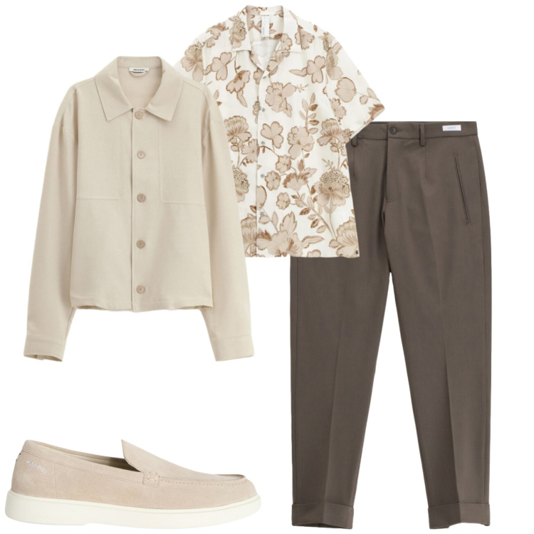 Outfit uomo - City. Stile Trendy per Tutti i giorni. Abbinamento con pantaloni, camicie a manica corta, camicie, scarpe stringate.