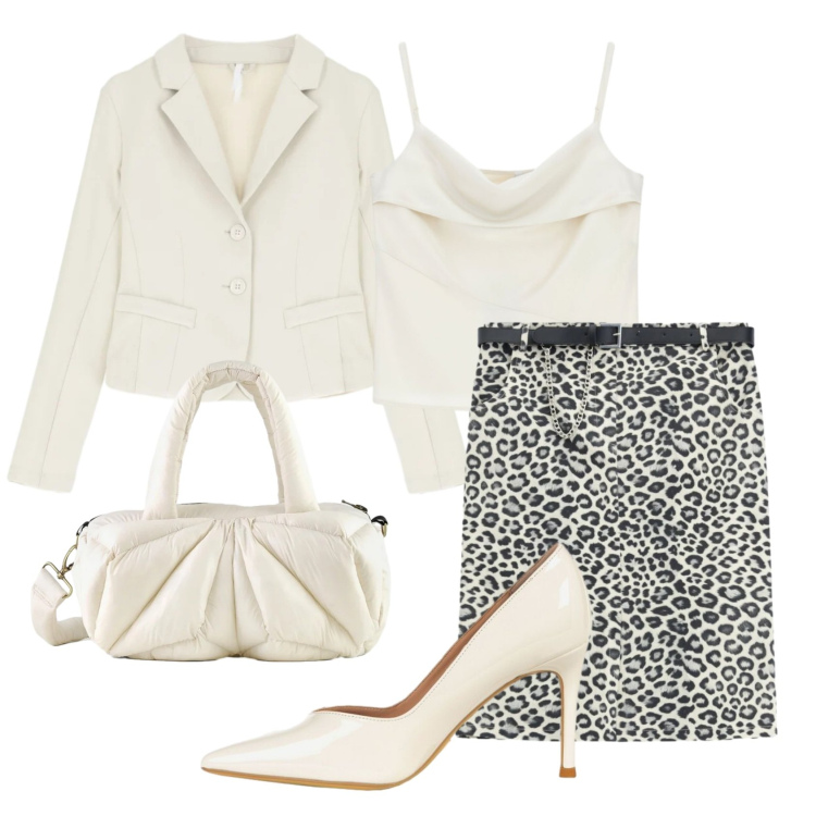 Outfit donna - Total look #2386538. Stile Chic per Ufficio. Abbinamento con gonne longuette, canottiere, blazer, décolleté, borse a mano.