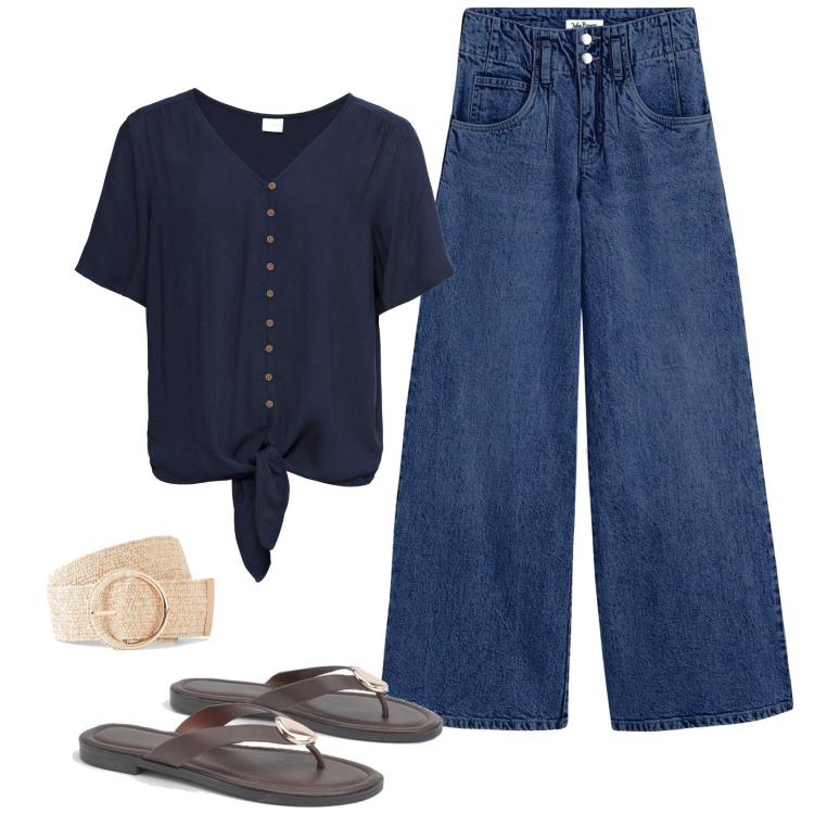 Outfit femme - Tendance tong. Style Tendance pour Tous les jours. Assortir avec pulls, jeans, ceintures, tong.