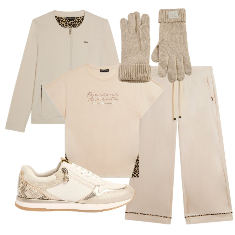 Outfit donna - Total look #2386591. Stile Sporty chic per Tutti i giorni. Abbinamento con sneakers, pantaloni, felpe, t-shirt, guanti.