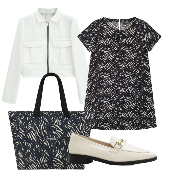 Outfit donna - Total look #2386619. Stile Bon Ton per Cerimonia. Abbinamento con mocassini, cappotti, vestiti midi/longuette, shopping bag.