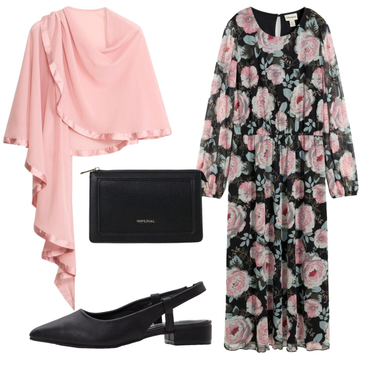 Outfit donna - Total look #2386641. Stile Romantica per Serata fuori. Abbinamento con stole, vestiti midi/longuette, décolleté, borse a tracolla.