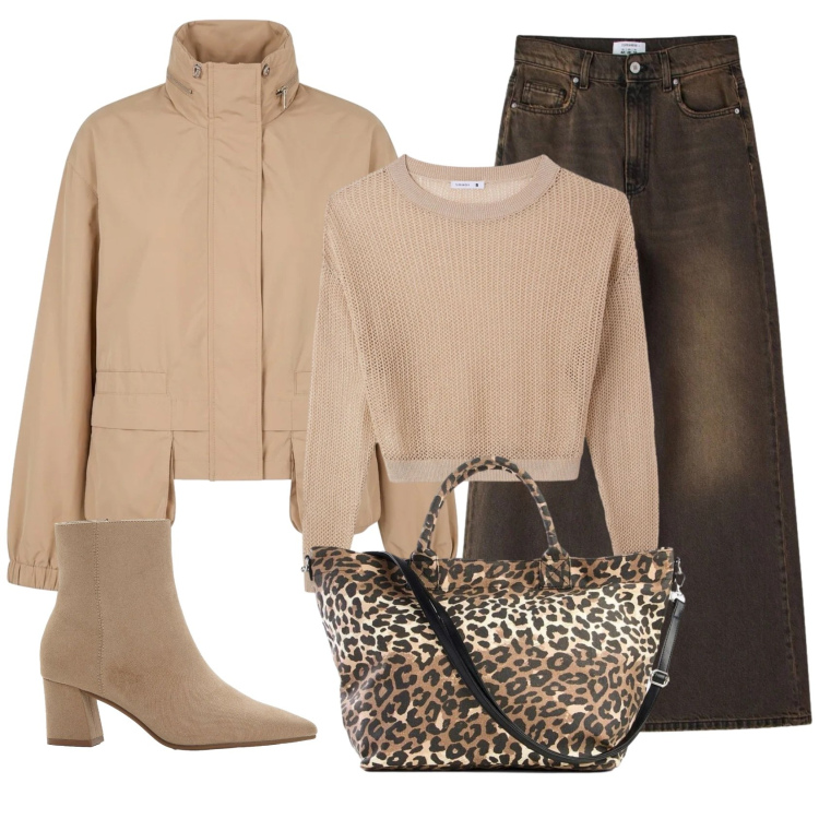 Outfit donna - Total look #2386646. Stile Basic per Tutti i giorni. Abbinamento con stivaletti, shopping bag, maglieria, bomber, jeans.