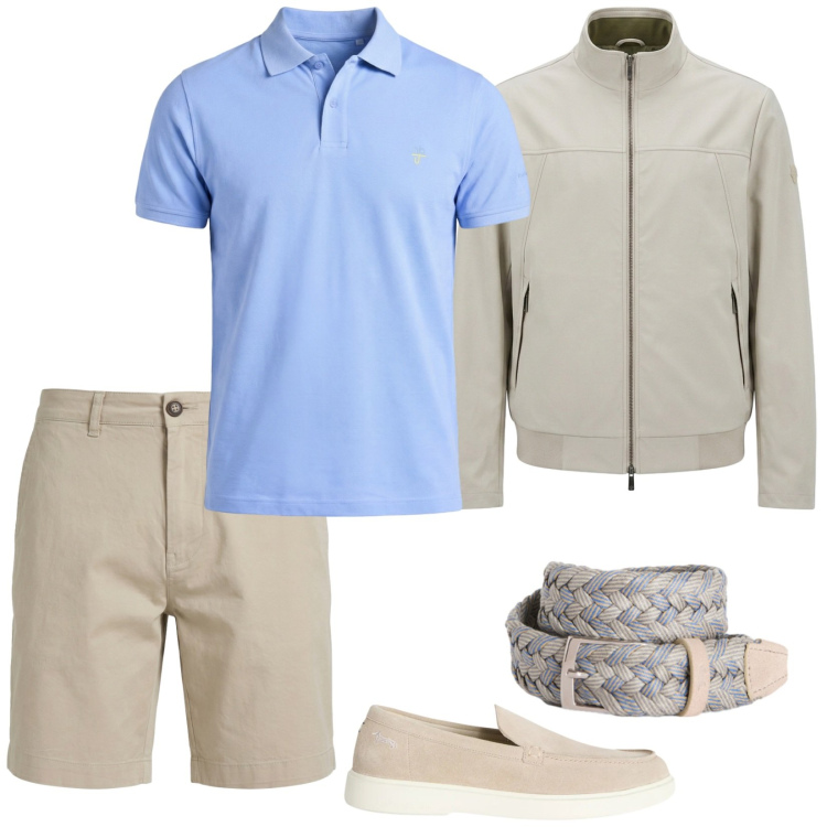 Outfit uomo - Weekend io e te. Stile Casual per Tutti i giorni. Abbinamento con scarpe stringate, giacche, polo, cinture, bermuda.