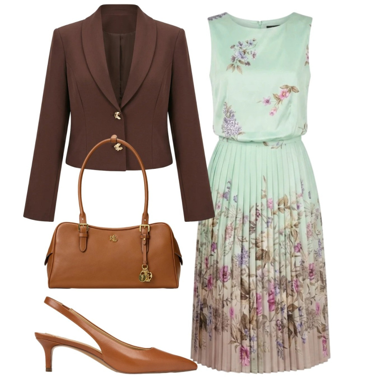 Outfit donna - Rinascimento Spring Elegance. Stile Chic per Cerimonia. Abbinamento con vestiti midi/longuette, blazer, borse a mano, décolleté.
