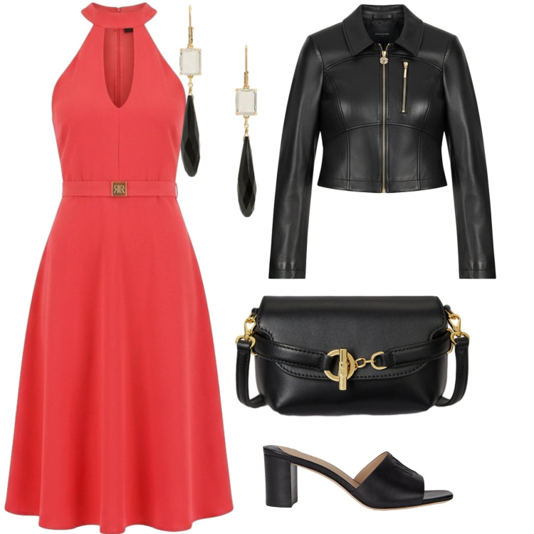 Outfit donna - Serata rinascimento. per Serata fuori. Abbinamento con giacche, vestiti midi/longuette, borse a tracolla, orecchini, sandali in pelle.