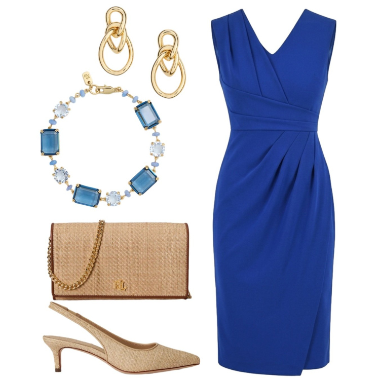Outfit donna - Rinascimento Spring Elegance. Stile Chic per Cerimonia. Abbinamento con vestiti midi/longuette, orecchini, borse a tracolla, décolleté, braccialetti.