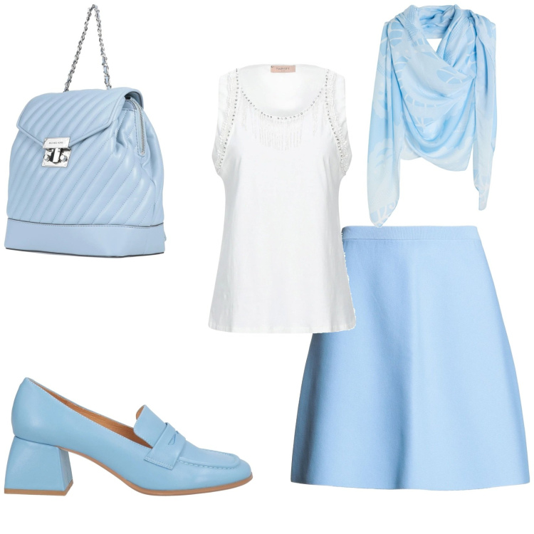 Outfit donna - Total look #2386733. Stile Vintage retrò per Serata fuori. Abbinamento con zaini, mocassini, top, sciarpe, minigonne.
