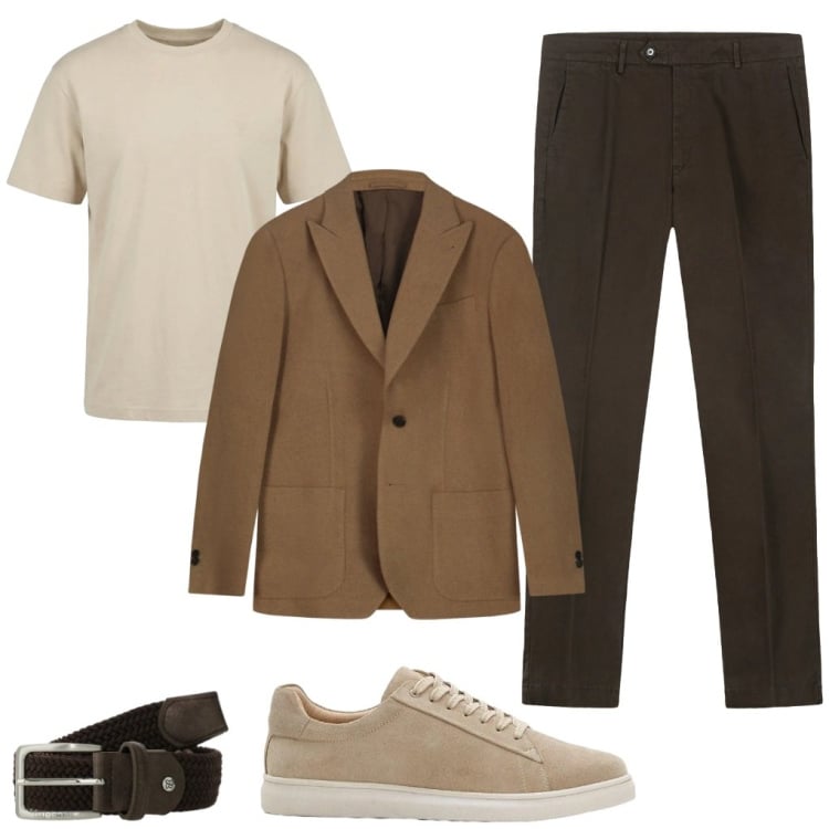 Outfit uomo - #casual.mente. Stile Casual per Ufficio. Abbinamento con sneakers, cinture, t-shirt, pantaloni chino, giacche.