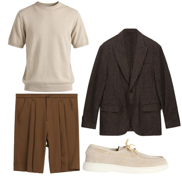 Outfit uomo - #t-shirt.in.filo. Stile Casual per Tutti i giorni. Abbinamento con bermuda, t-shirt, scarpe stringate, giacche.