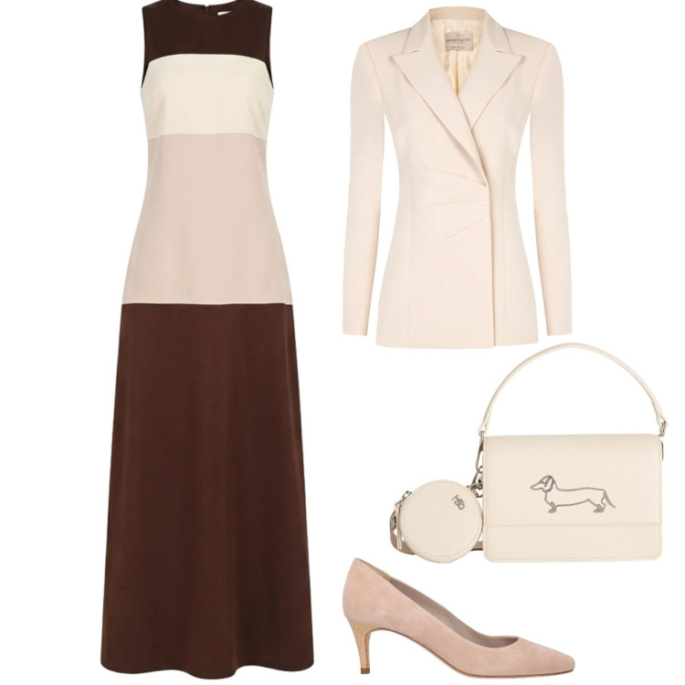Outfit donna - Total look #2386796. Stile Chic per Cerimonia. Abbinamento con décolleté, vestiti lunghi, blazer, borse a tracolla.