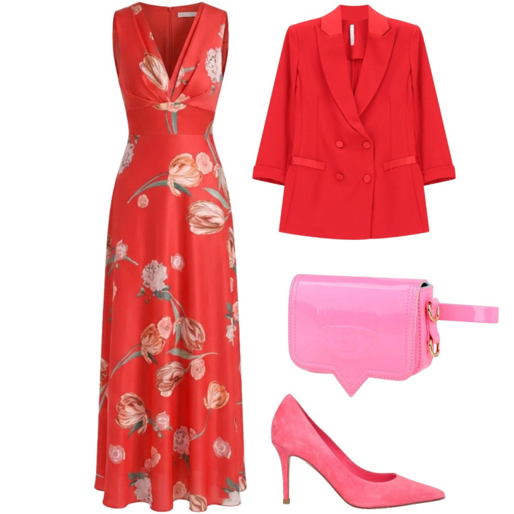 Outfit donna - Total look #2386797. Stile Glamour per Cerimonia. Abbinamento con marsupi, décolleté, blazer, vestiti lunghi.