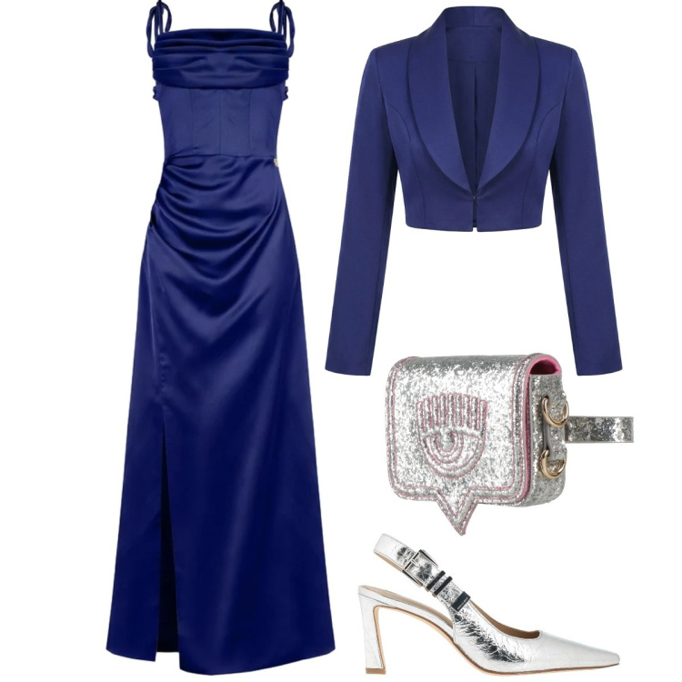 Outfit donna - Total look #2386803. Stile Chic per Cerimonia. Abbinamento con décolleté, marsupi, vestiti lunghi, bolero.