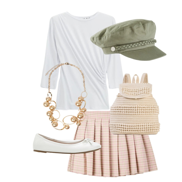 Outfit donna - Total look #2386827. Stile Basic per Tutti i giorni. Abbinamento con ballerine, cappelli, zaini, minigonne, collane, top.