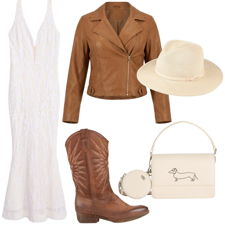 Outfit donna - Eleganza leggera. Stile Casual per Tutti i giorni. Abbinamento con stivali, cappelli, vestiti lunghi, giacche, borse a tracolla.