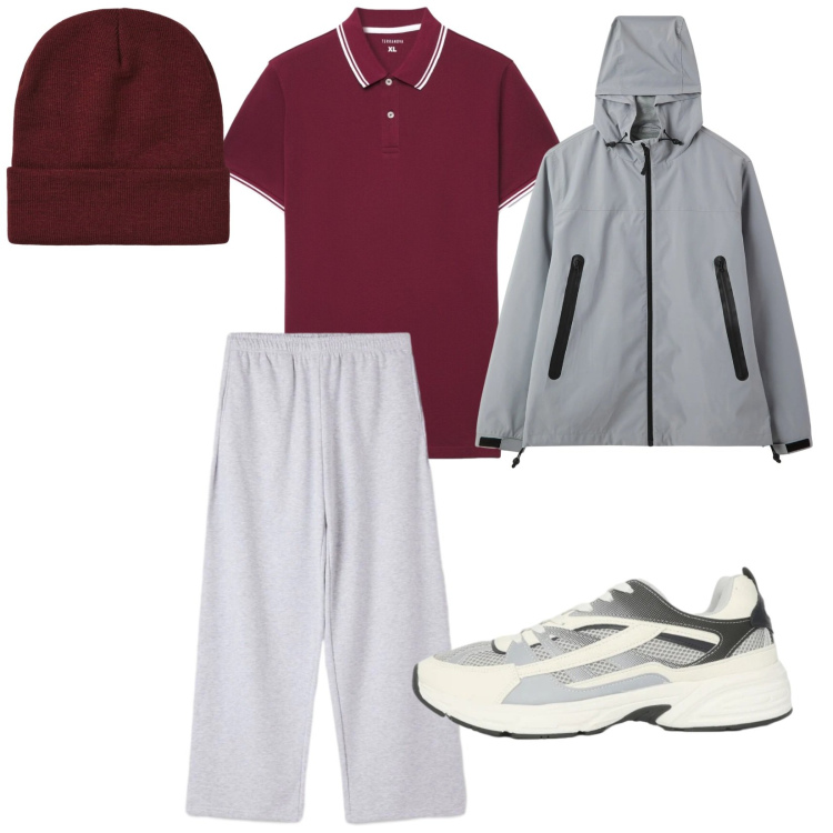 Outfit uomo - In montagna. per Tutti i giorni. Abbinamento con giacche, berretti, sneakers, polo, pantaloni.