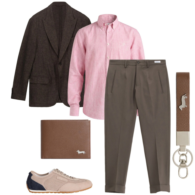 Outfit uomo - Total look #2386958. Stile Trendy per Serata speciale. Abbinamento con portachiavi, sneakers, portafogli, camicie, pantaloni, giacche.