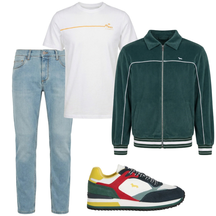 Outfit uomo - Total look #2386989. Stile Urban per Tutti i giorni. Abbinamento con jeans slim fit, sneakers, felpe, t-shirt.