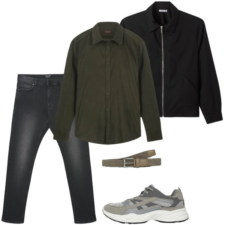 Outfit uomo - Giubbino leggero. Stile Casual per Tutti i giorni. Abbinamento con cinture, sneakers, jeans skinny, bomber, camicie.